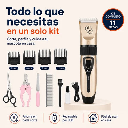 PeluPet Pro™ | Kit Cortapelos Silencioso para Perros y Gatos
