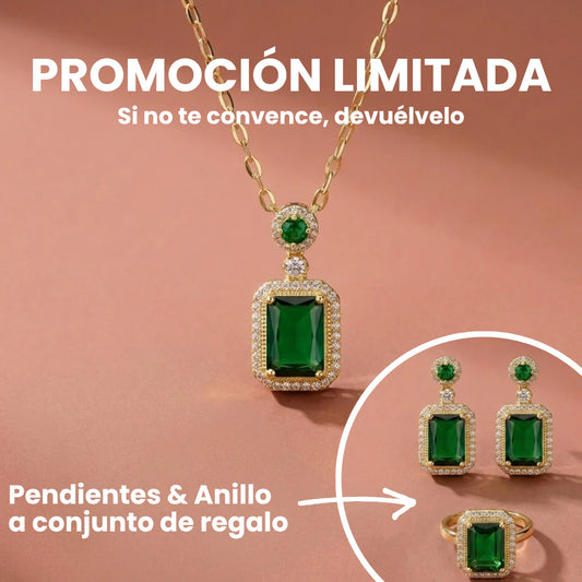 Collar Esmeralda — 🎁Pendientes & Anillo a conjunto